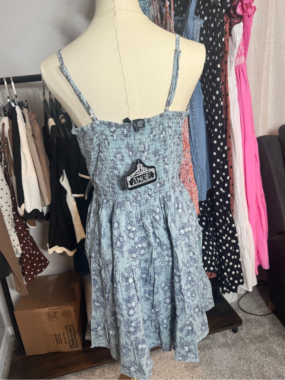 Angie Sky Blue Floral Twist-Front Mini Dress - Picture 5 of 5